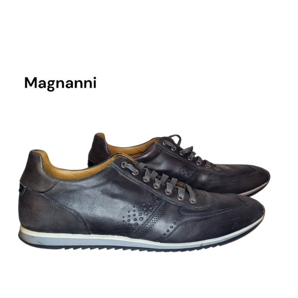 Magnanni Cristian Christian Gray Leather Casual Dress Sneaker Shoe Spain Men 13 - Picture 2 of 13